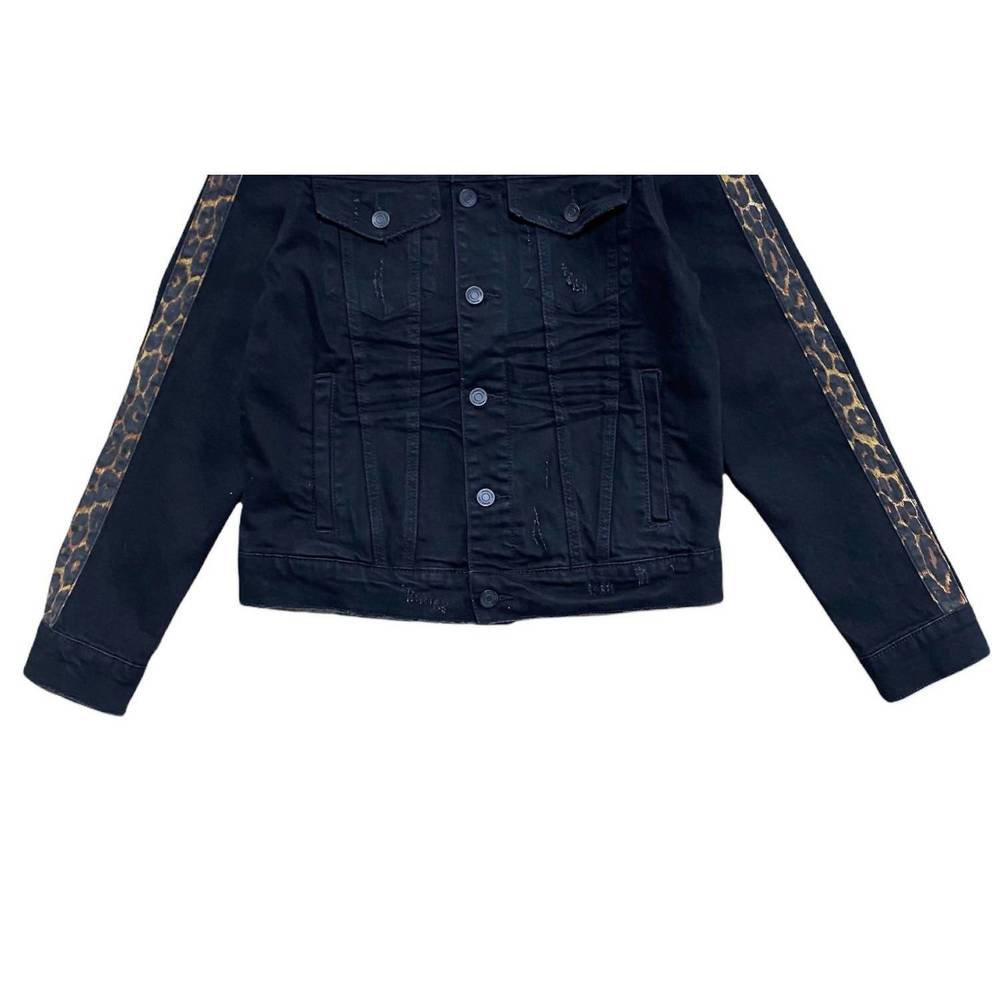 NEW EMBELLISH men's leopard print sleeve jacket in black